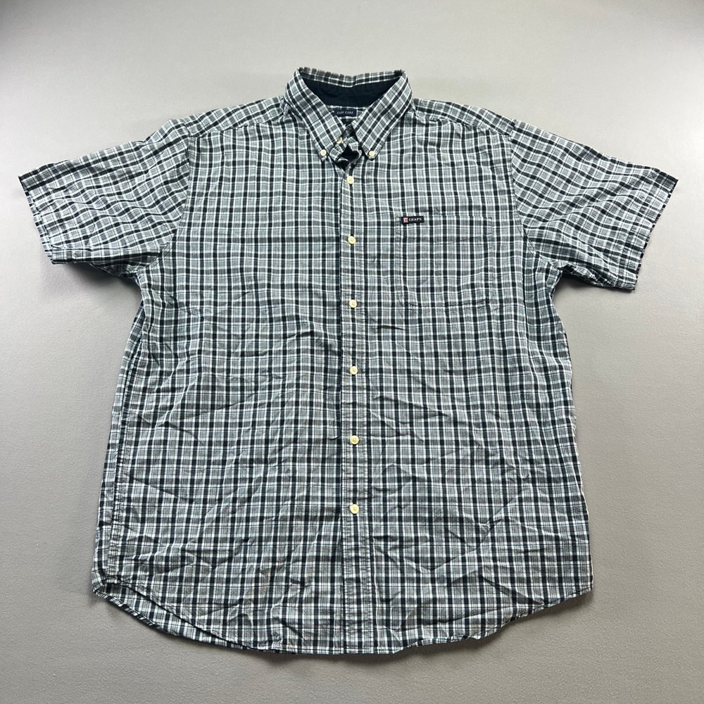Chaps Shirt Mens Large Multicolor Plaid Cotton Back Box Round Hem Button Down